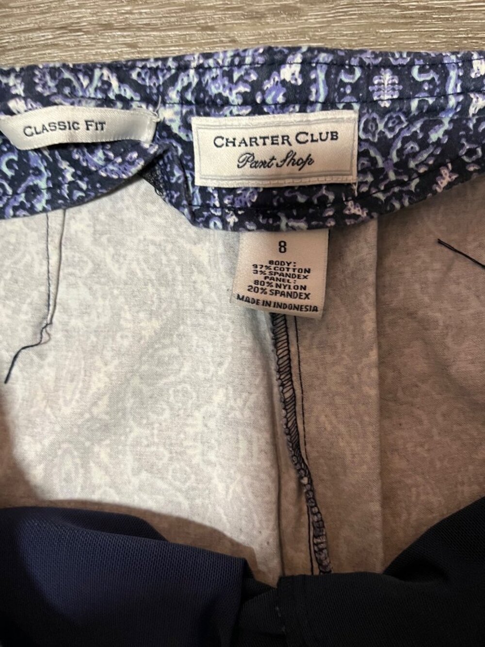 Charter Club Womens Classic Fit Printed Ankle Pants Size 8 Cotton/Nylon Blend - Picture 3 of 6